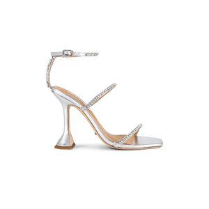 Tony Bianco Shy Sandal in Silver Nappa Metallic